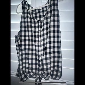 Caslon Black and White Sleeveless Tie Front Tank Top